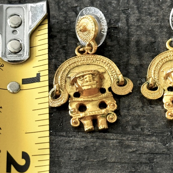 pre-Columbian gold plated earrings - Picture 6 of 6
